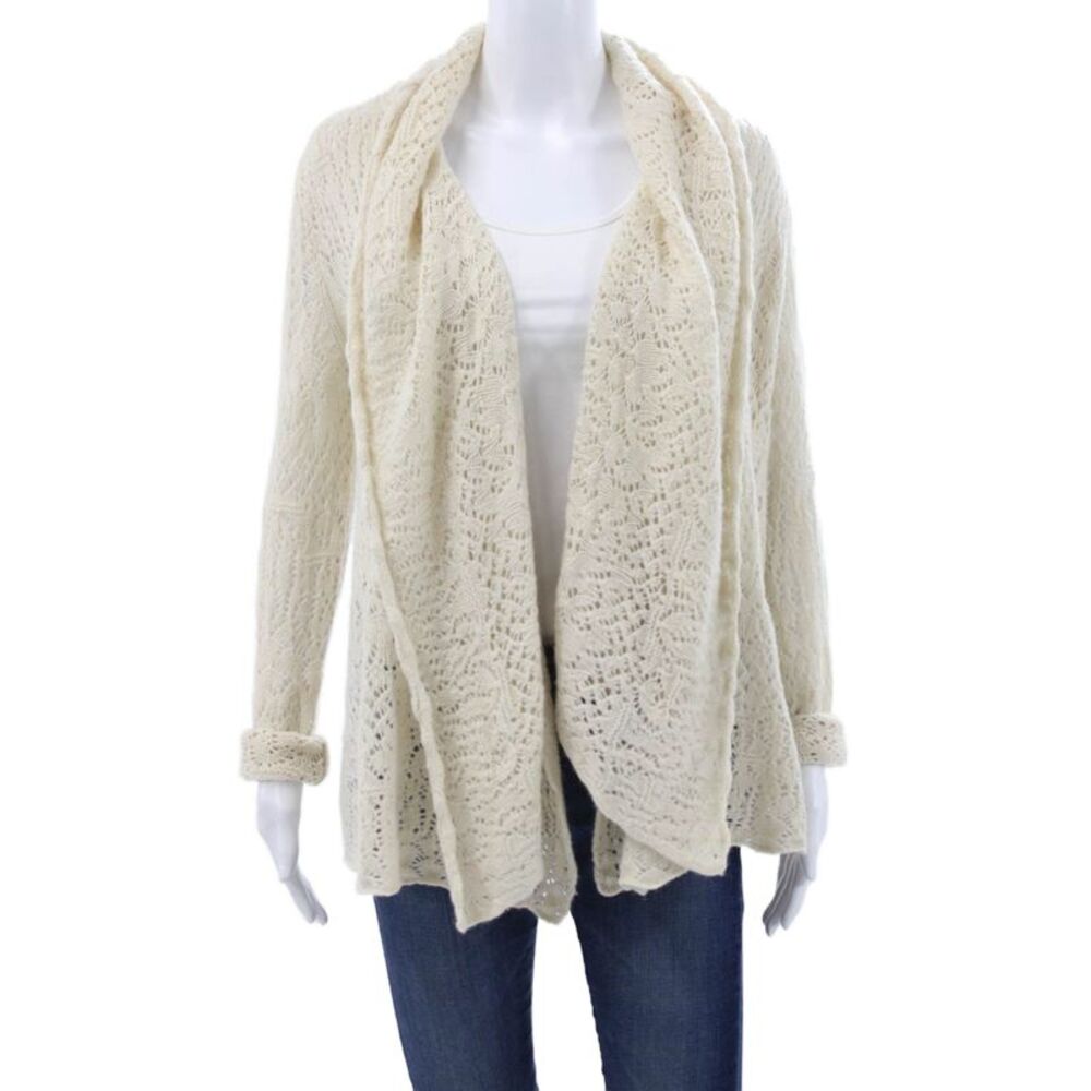 Calypso Saint Barth Women Ivory Cashmere Cardigan Long Sleeve Size XS